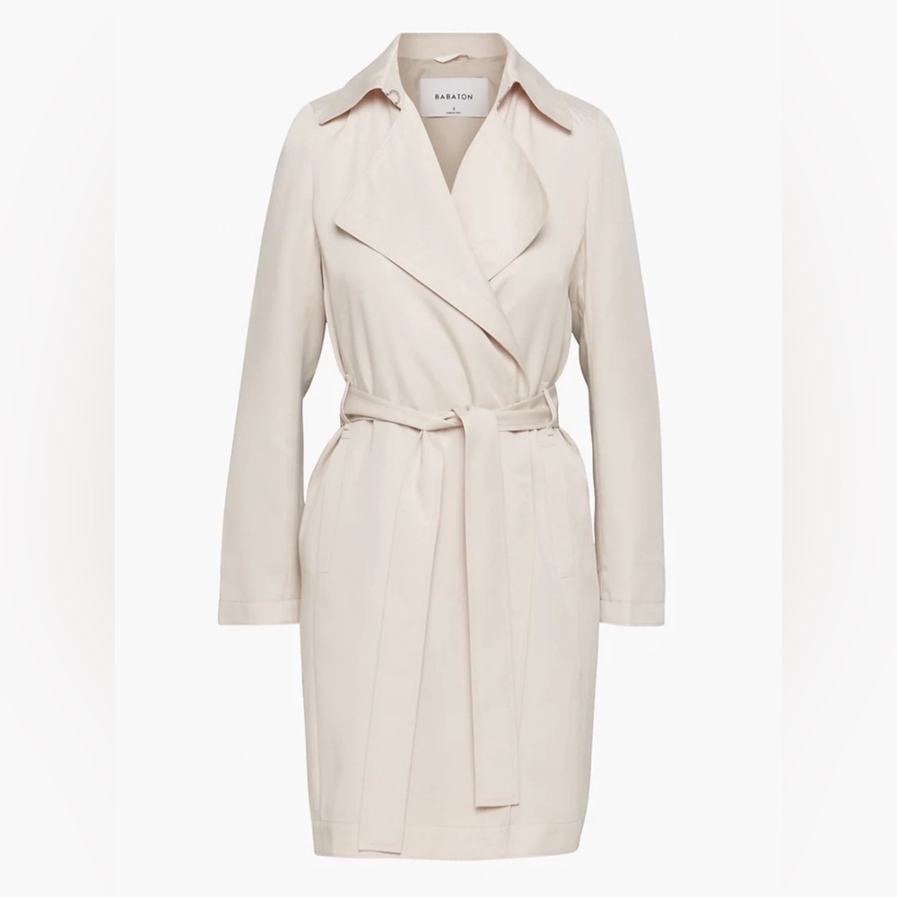 Babaton light beige flowy trench coat